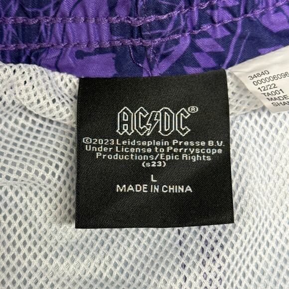 AC/DC Purple Graphic Swim Trunks Rock Band Grungecore Beach Men’s Large NWT - Picture 6 of 6